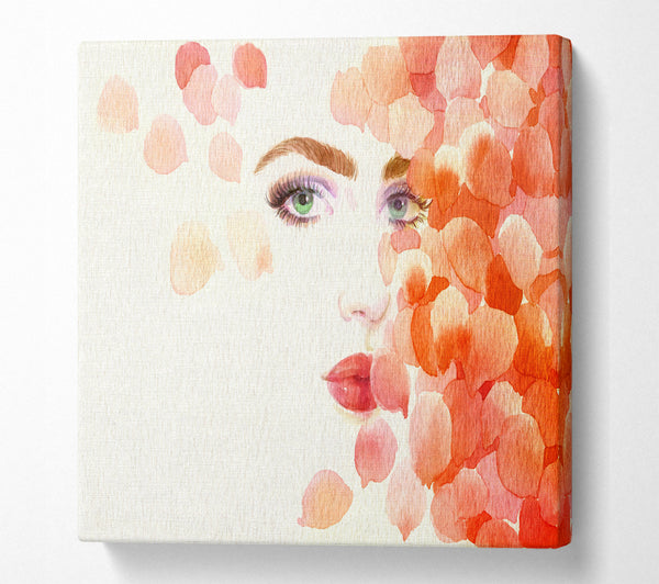 A Square Canvas Print Showing Petals On Face Square Wall Art