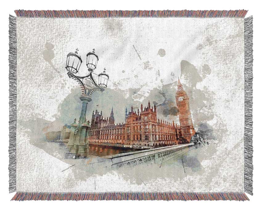 Watercolour Streets Of Parliament Woven Blanket