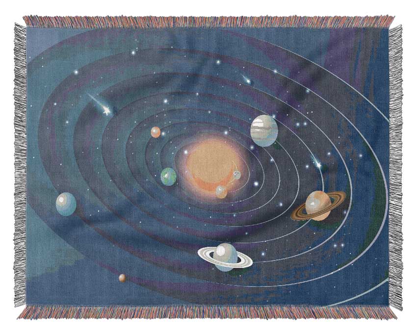 Space Rings Solar System Woven Blanket