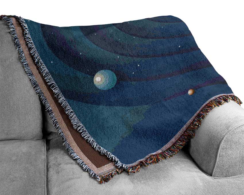 Space Rings Solar System Woven Blanket