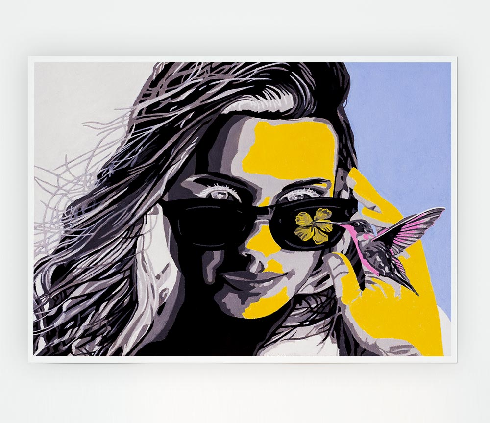 Woman Sunglasses Popart Print Poster Wall Art