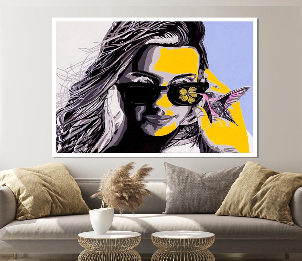 Woman Sunglasses Popart Print Poster Wall Art