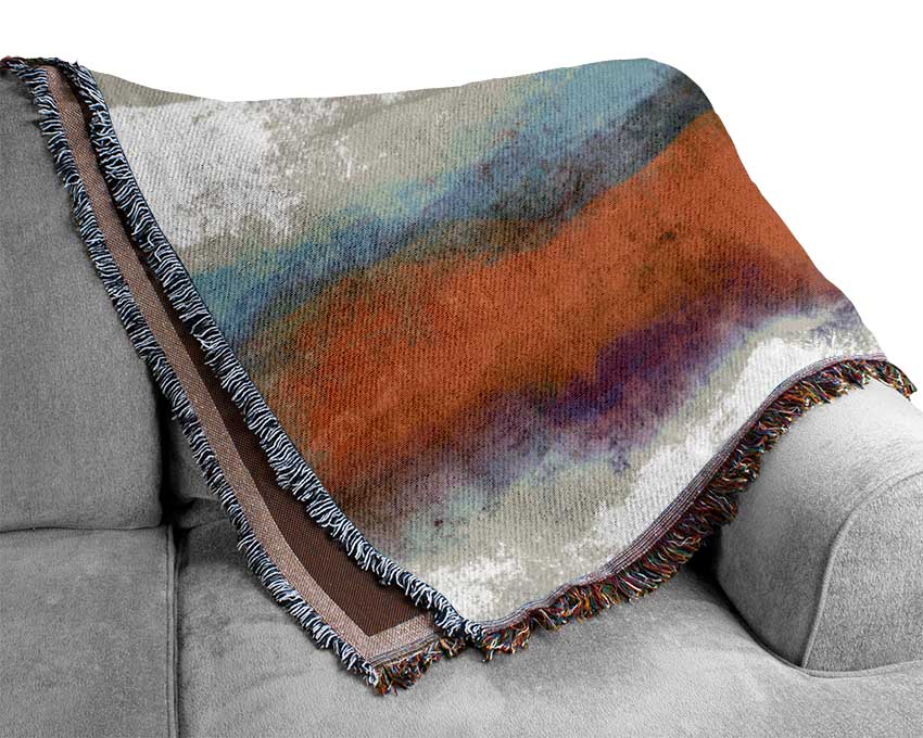 Rough Orange And Blue Woven Blanket