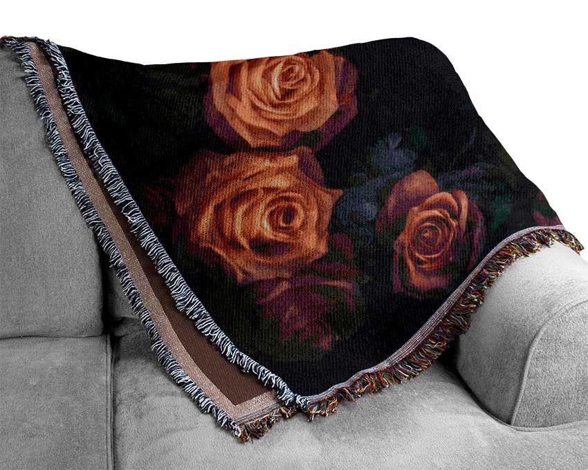 Autumn Coloure Flowers Woven Blanket