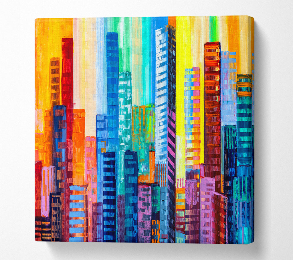 A Square Canvas Print Showing City Blocks Of Colour Square Wall Art