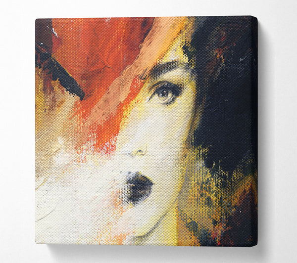 A Square Canvas Print Showing Striking Face Square Wall Art