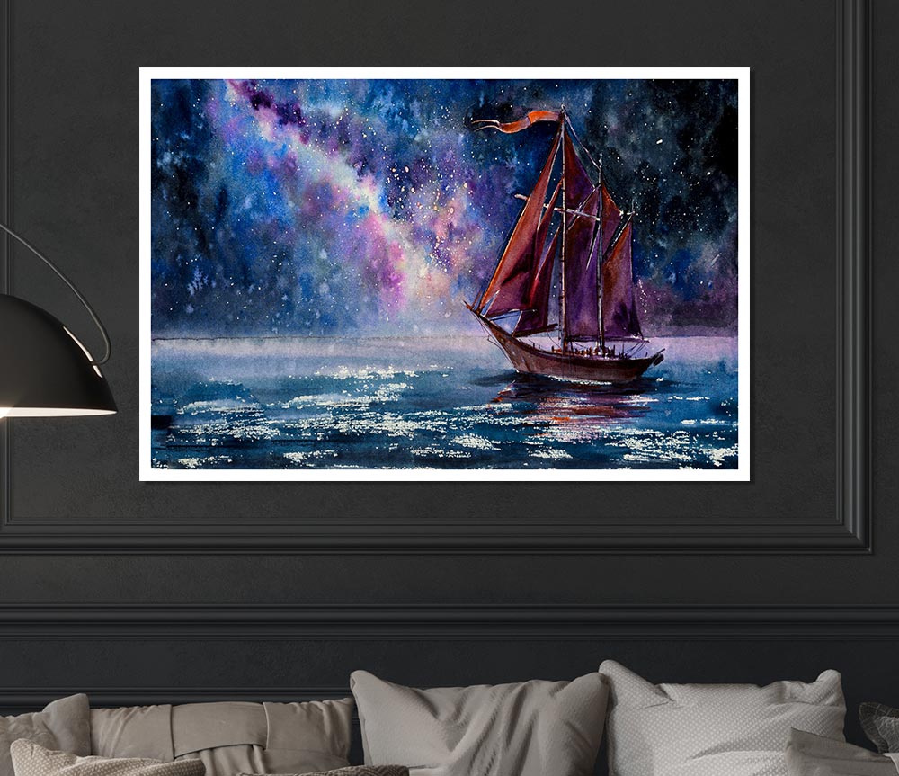 The Boat To The Universe Print Poster Wall Art