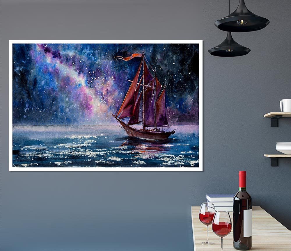 The Boat To The Universe Print Poster Wall Art