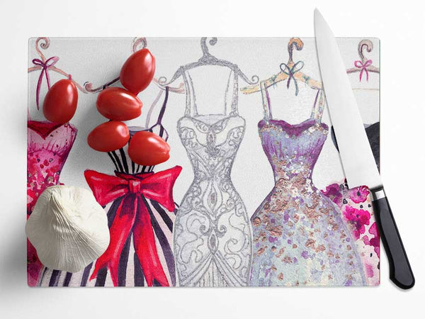 Dresses In A Line Glass Chopping Board