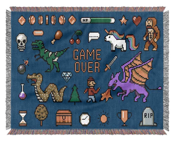 Game Over 8 Bit Woven Blanket