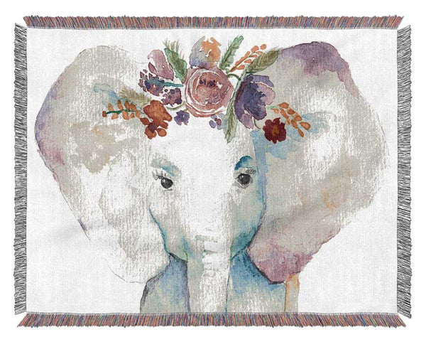 Floral Elephant Woven Blanket