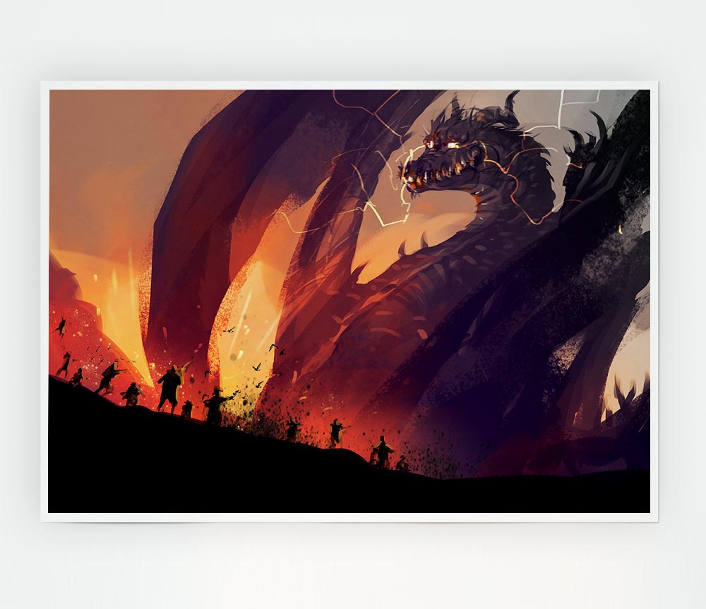 When The Dragon Attacks Print Poster Wall Art