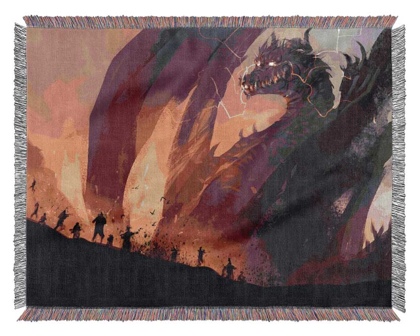 When The Dragon Attacks Woven Blanket
