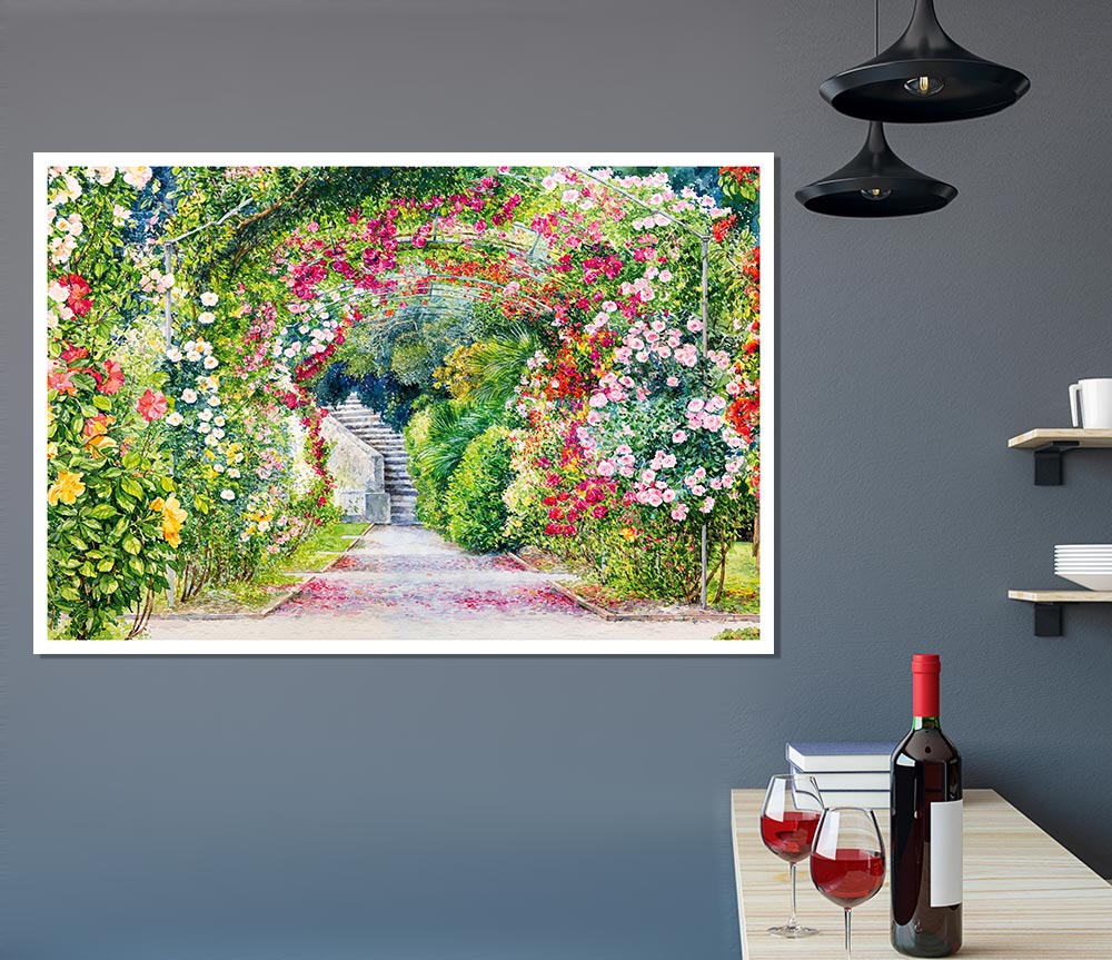 The British Garden Of Flowers Print Poster Wall Art
