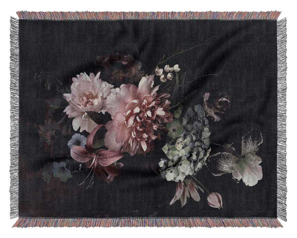 Flower Arrangement Darkness Woven Blanket