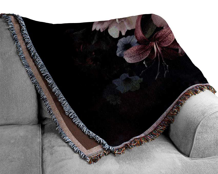 Flower Arrangement Darkness Woven Blanket