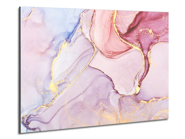 Oil Paint Lilac And Gold Metal Print