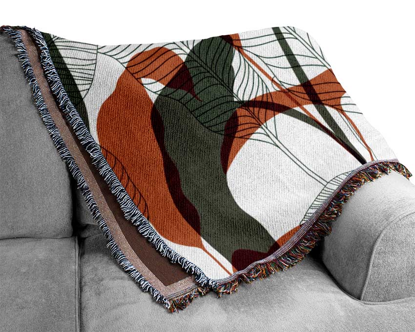 Leaves Of Red And Grey Woven Blanket
