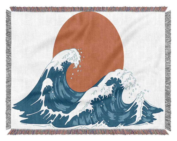 The Waves Under The Sunset Woven Blanket