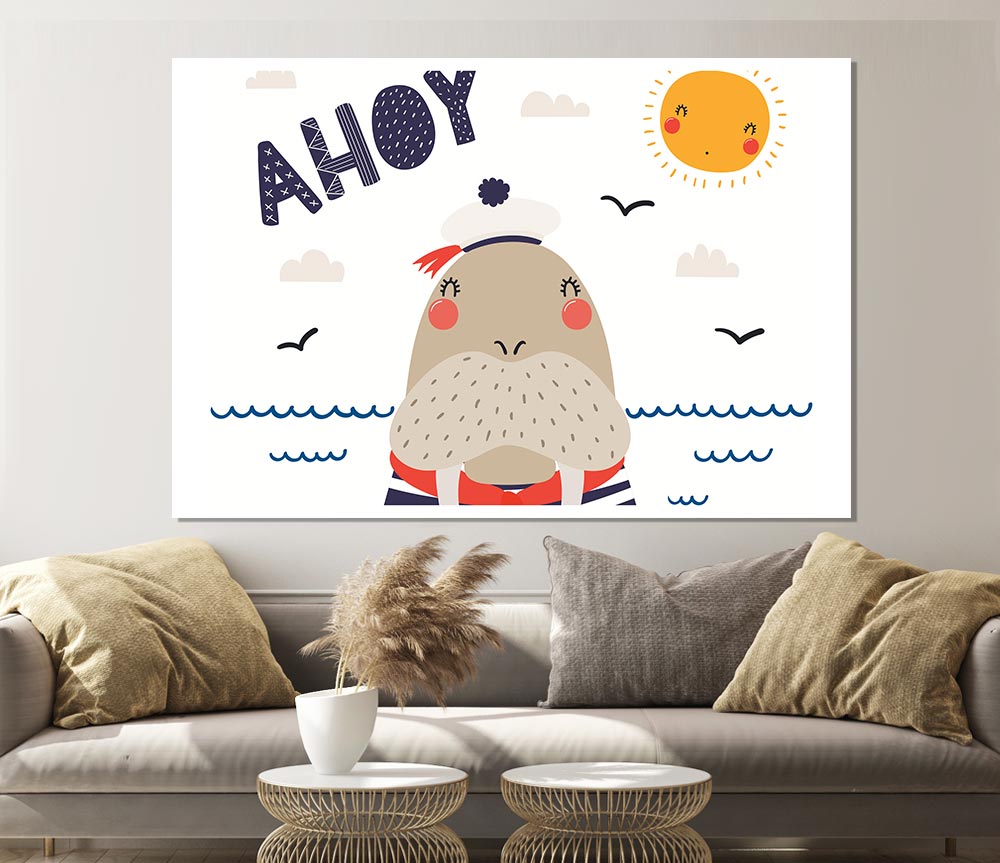 Ahoy Walrus Print Poster Wall Art