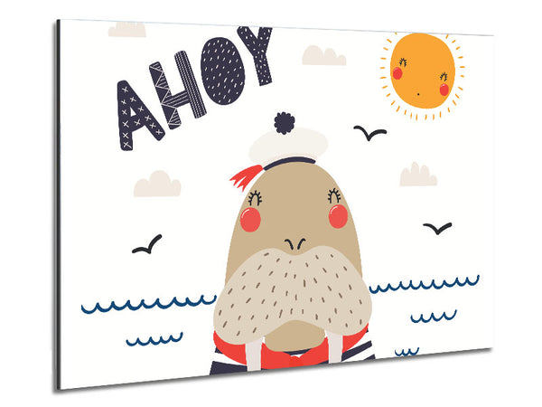 Ahoy Walrus Metal Print
