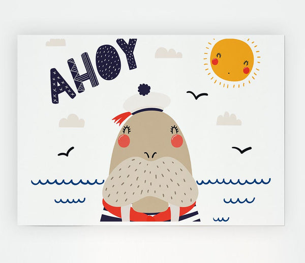 Ahoy Walrus Print Poster Wall Art
