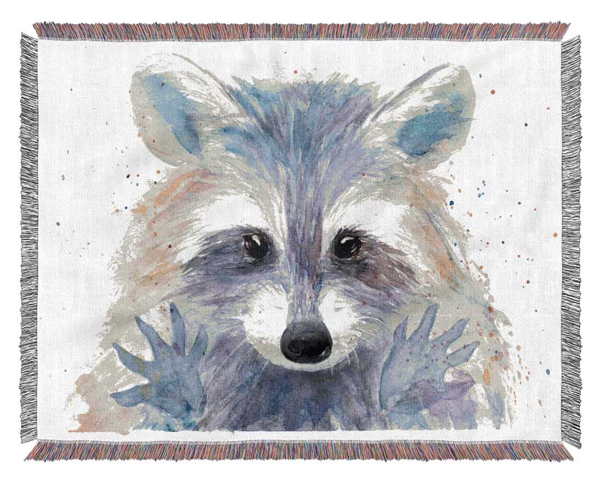 Watercolour Raccoon Woven Blanket