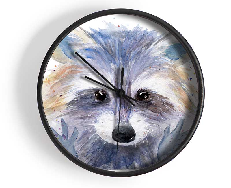 Watercolour Raccoon Clock - Wallart-Direct UK