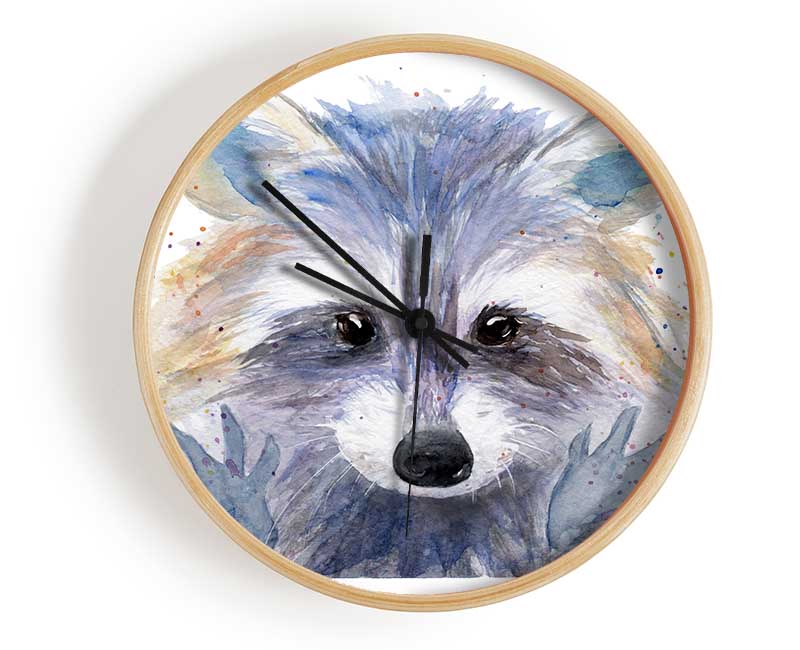 Watercolour Raccoon Clock - Wallart-Direct UK