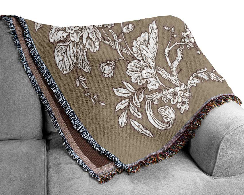 Old Nature Illustrations Woven Blanket