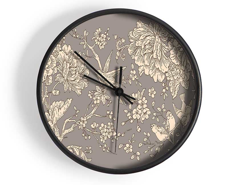 Old Nature Illustrations Clock - Wallart-Direct UK