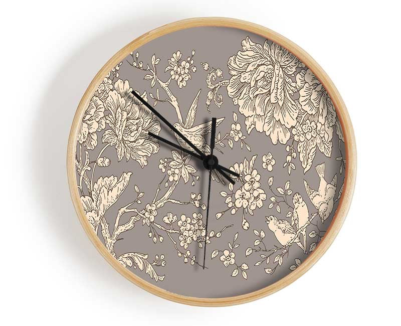 Old Nature Illustrations Clock - Wallart-Direct UK