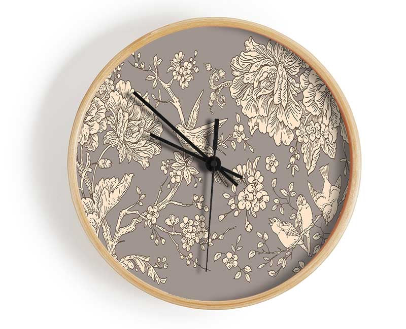 Old Nature Illustrations Clock - Wallart-Direct UK