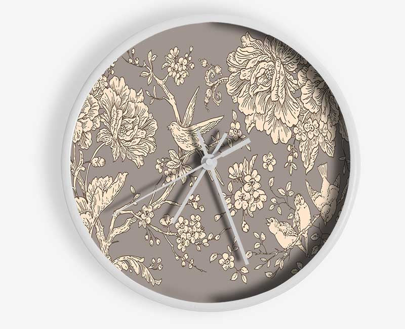 Old Nature Illustrations Clock - Wallart-Direct UK