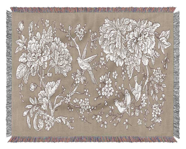 Old Nature Illustrations Woven Blanket