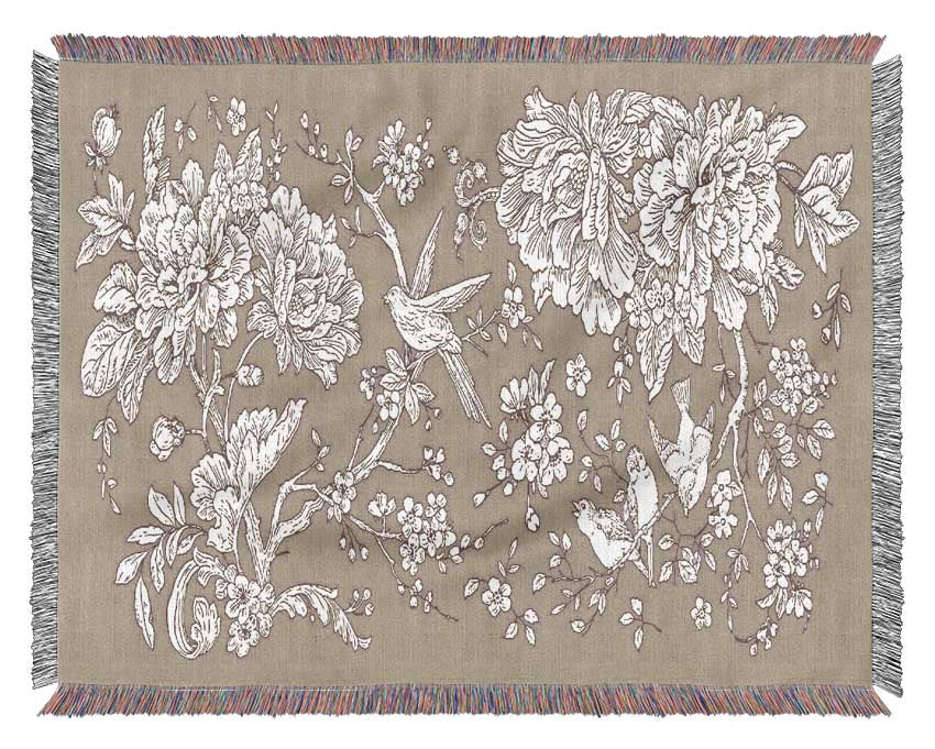 Old Nature Illustrations Woven Blanket