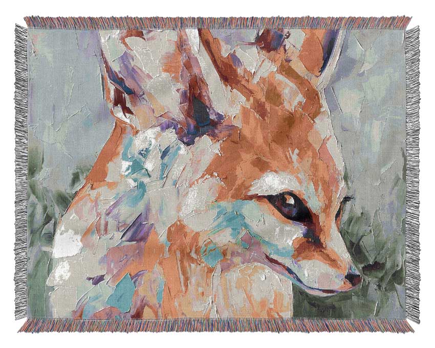 Vibrant Fox Painting Woven Blanket