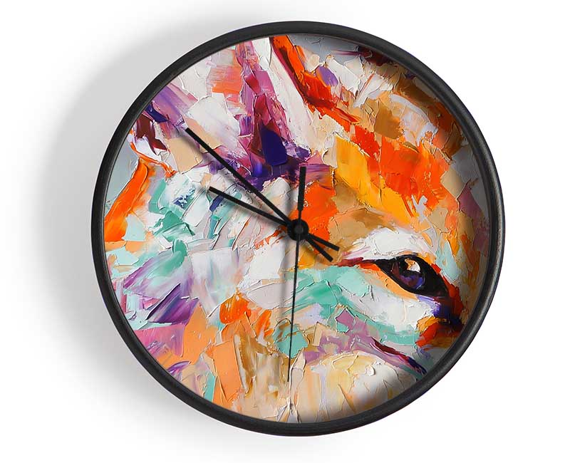 Vibrant Fox Painting Clock - Wallart-Direct UK
