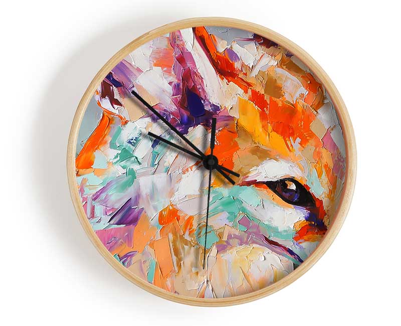 Vibrant Fox Painting Clock - Wallart-Direct UK