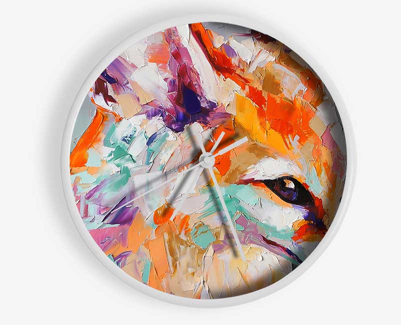 Vibrant Fox Painting Clock - Wallart-Direct UK