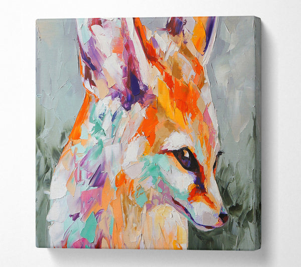 A Square Canvas Print Showing Vibrant Fox Painting Square Wall Art