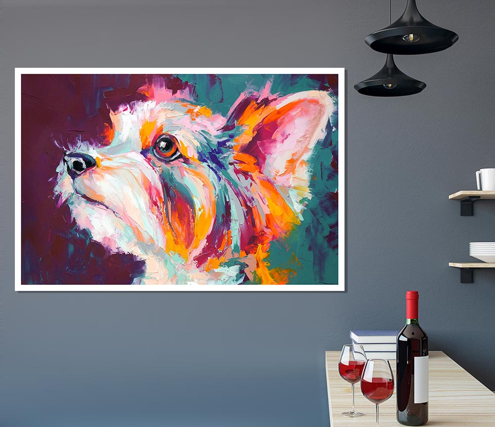 Vibrant Yorkshire Terrier Print Poster Wall Art