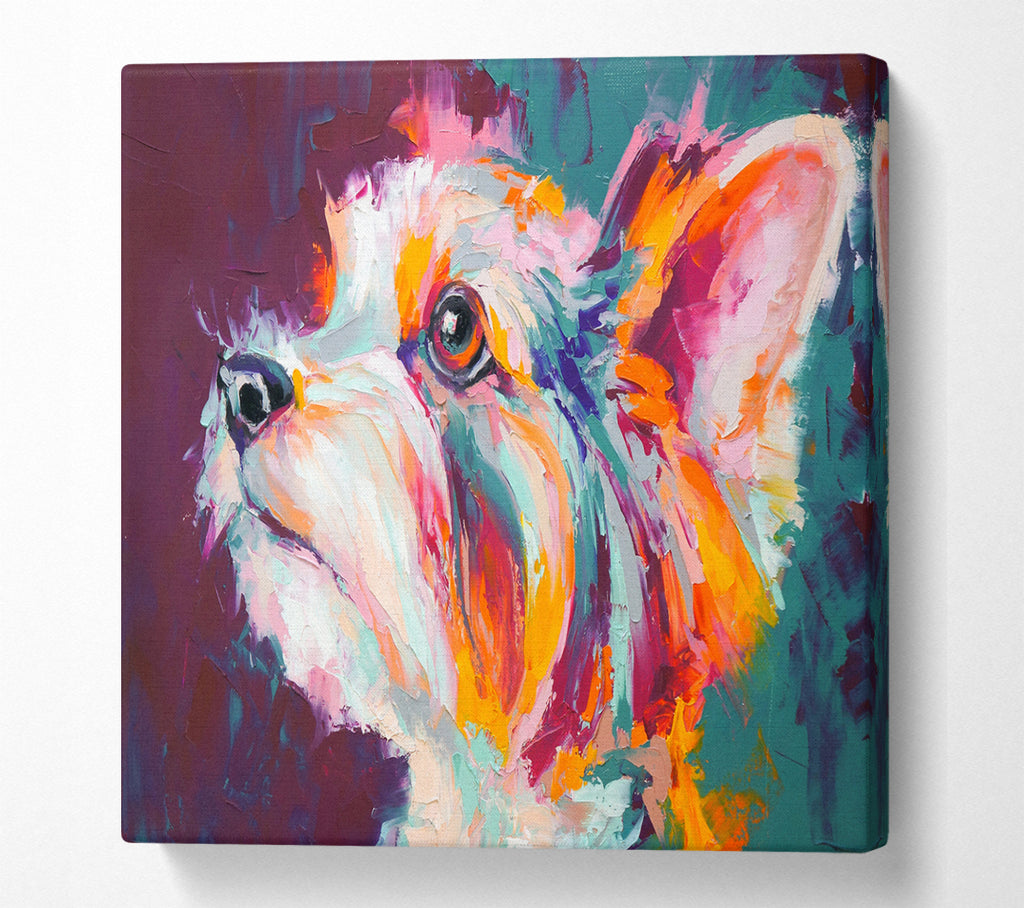 A Square Canvas Print Showing Vibrant Yorkshire Terrier Square Wall Art