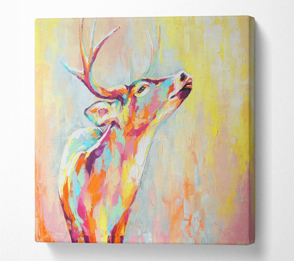 A Square Canvas Print Showing The Stag Looking Ahead Square Wall Art