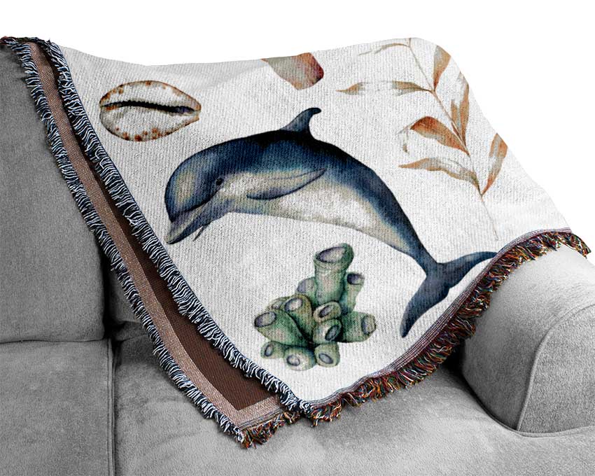 Water Colour Sea Creatures Woven Blanket