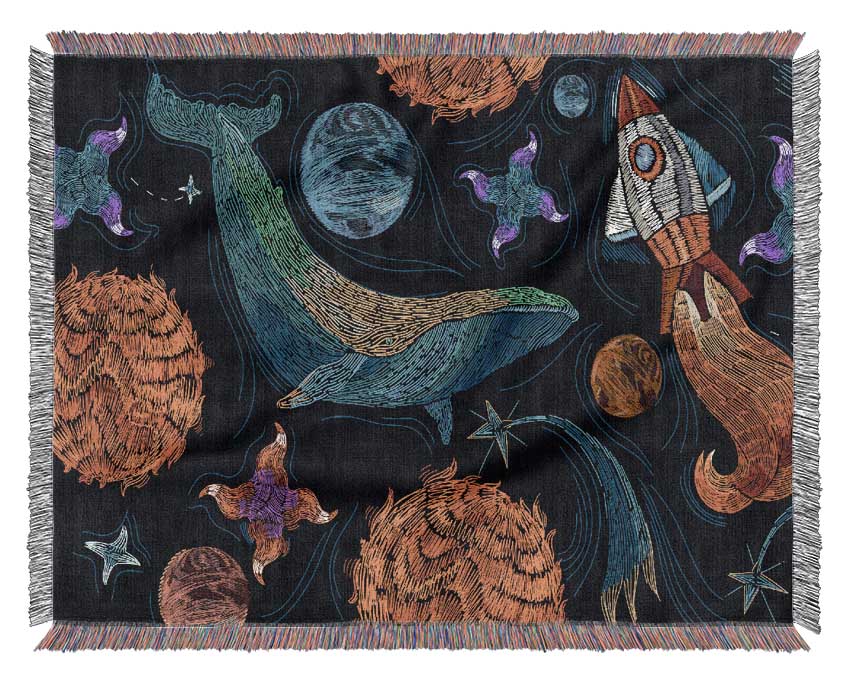 Space Whale Woven Blanket