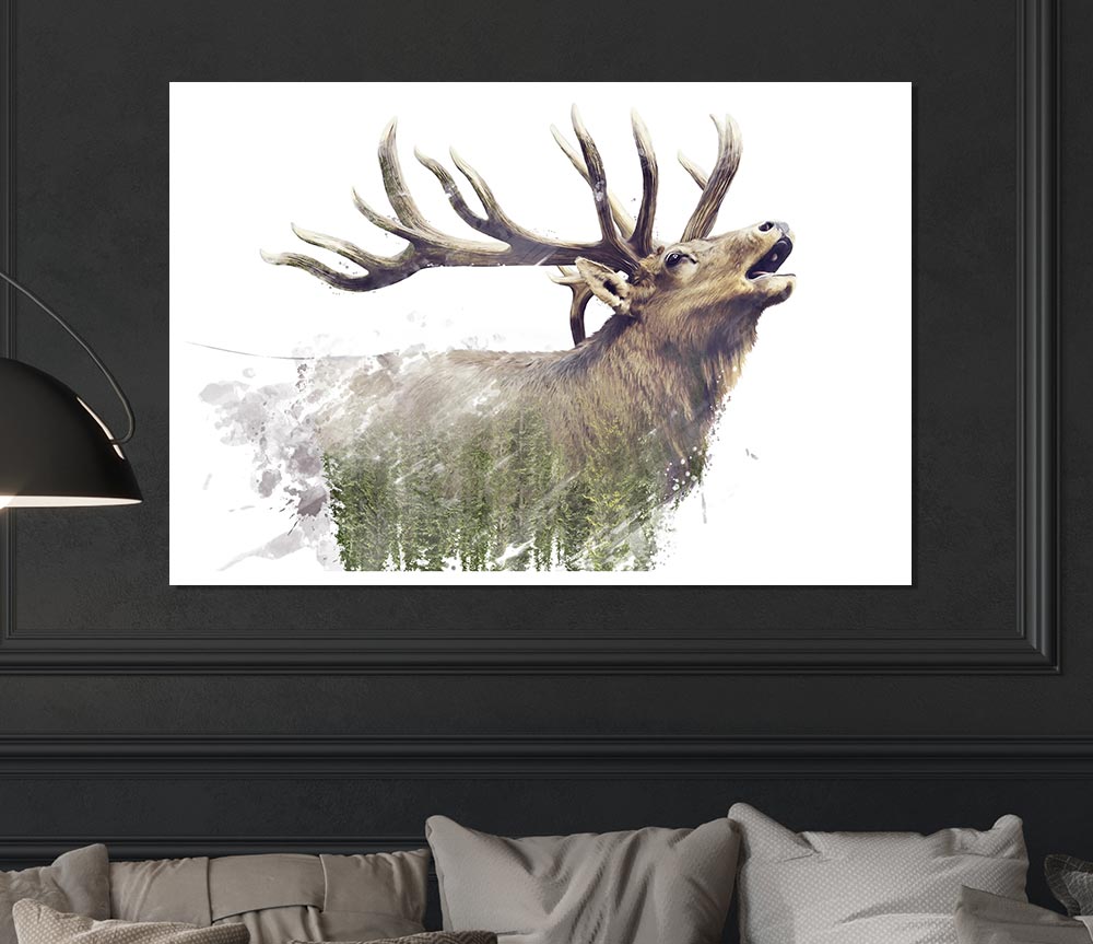 Double Exposure Stag Print Poster Wall Art