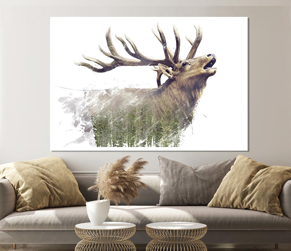 Double Exposure Stag Print Poster Wall Art