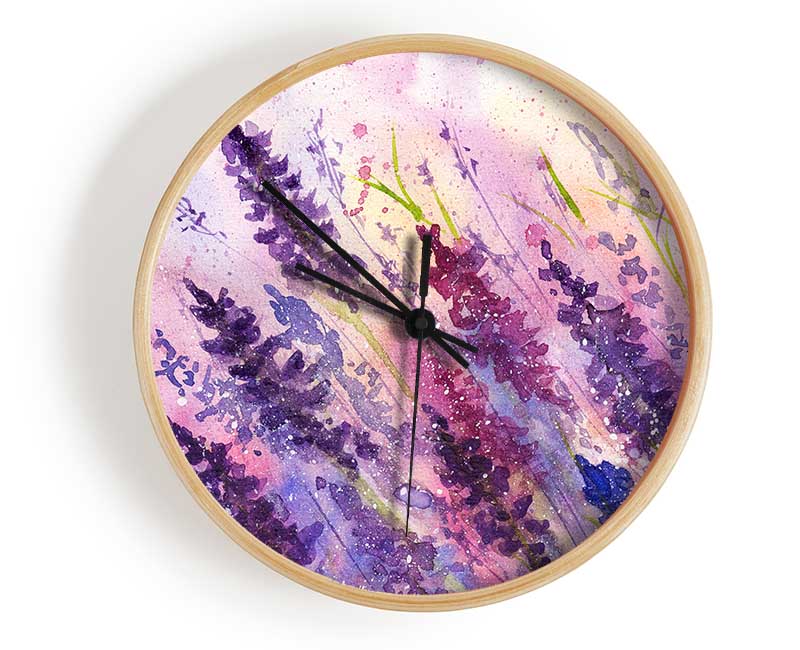 Lavender Colour Splash Clock - Wallart-Direct UK