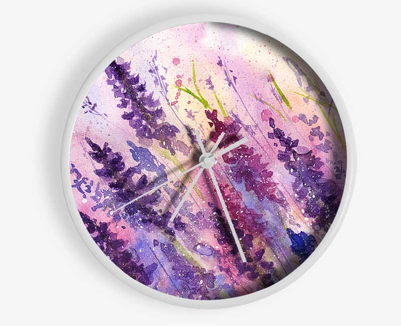 Lavender Colour Splash Clock - Wallart-Direct UK